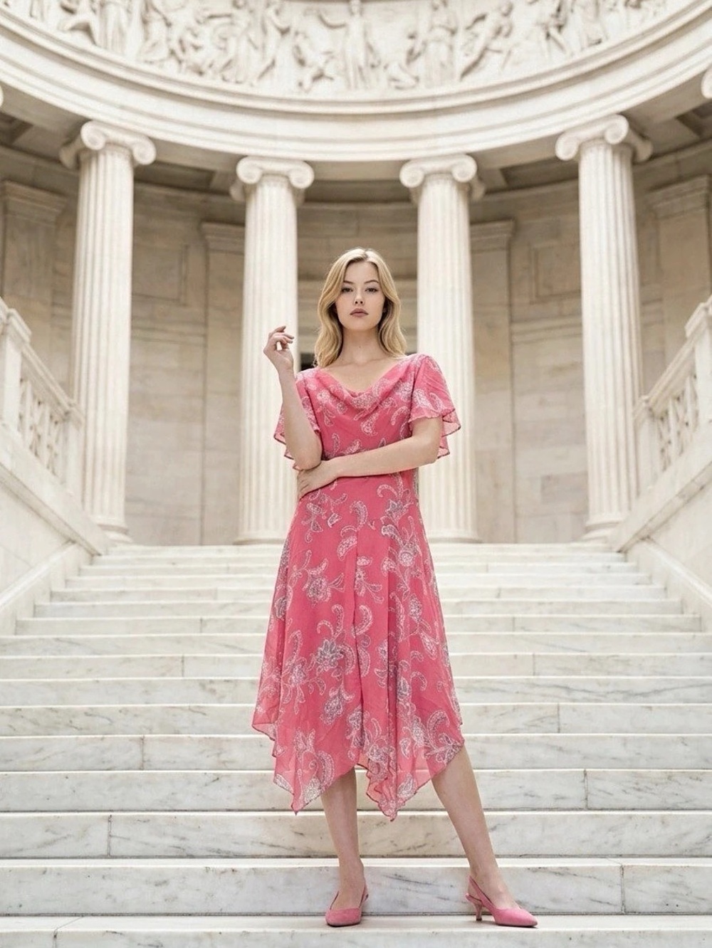 Pink Paisley Midi Dress - New